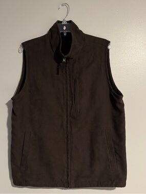 Men's Brown Zip-Front Vest - Classic Sleeveless Jacket (No Brand/Size/Tag)